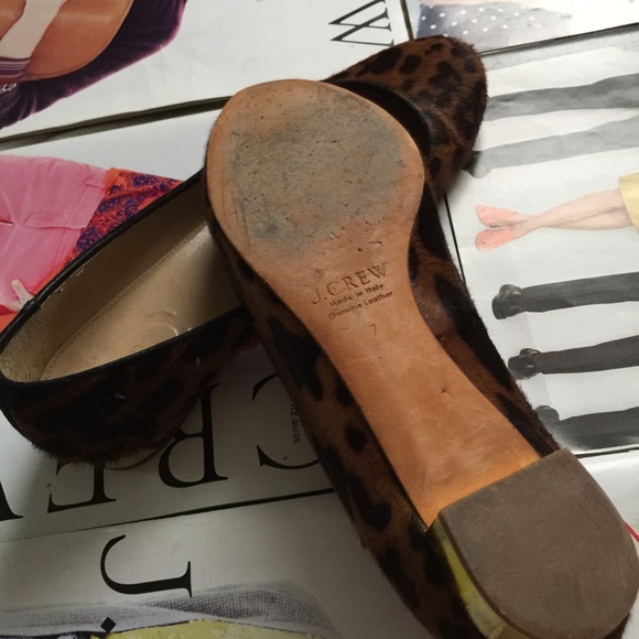 JCREW JANEY LEOPARD GOLD HEEL FLATS sz 7 - Picture 5 of 6